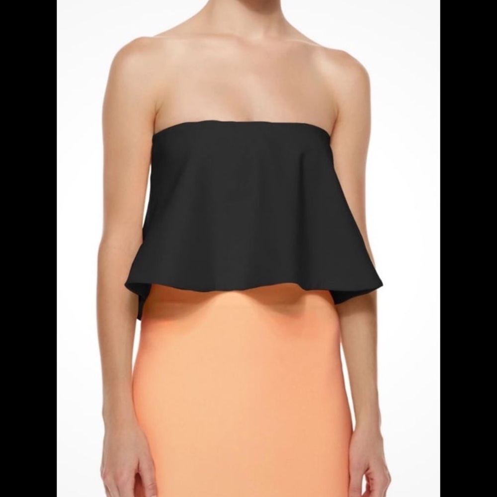Elizabeth and James Addilyn black strapless cropped top with zippered back, S - Picture 2 of 10